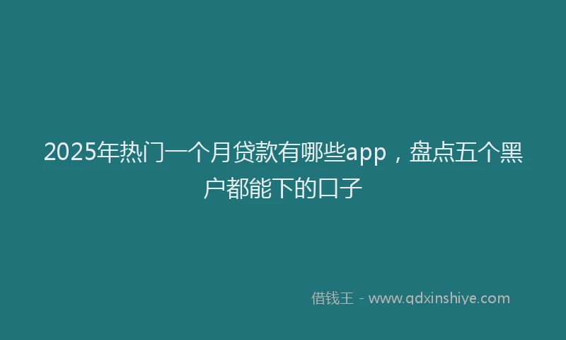 2025年热门一个月贷款有哪些app，盘点五个黑户都能下的口子