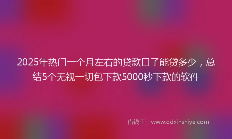 2025年热门一个月左右的贷款口子能贷多少，总结5个无视一切包下款5000秒下款的软件