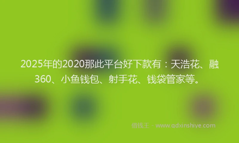 2025年的2020那此平台好下款有：天浩花、融360、小鱼钱包、射手花、钱袋管家等。