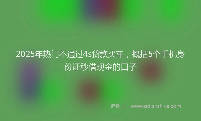 2025年热门不通过4s贷款买车，概括5个手机身份证秒借现金的口子