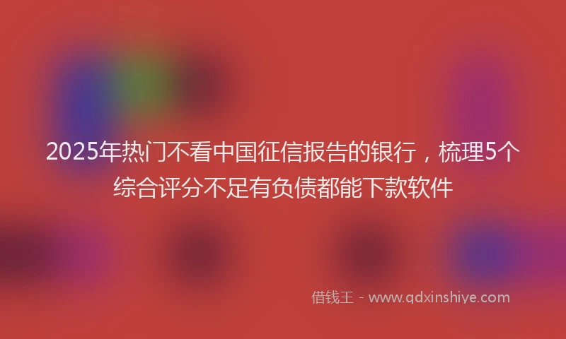 2025年热门不看中国征信报告的银行，梳理5个综合评分不足有负债都能下款软件