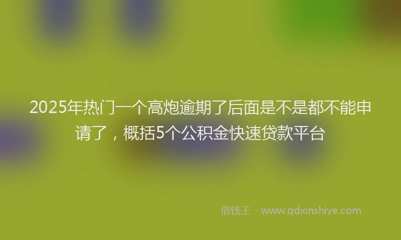 2025年热门一个高炮逾期了后面是不是都不能申请了，概括5个公积金快速贷款平台