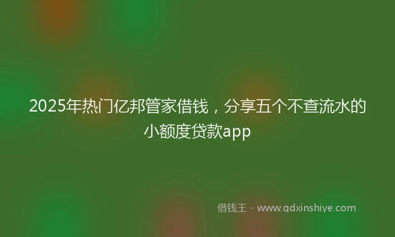 2025年热门亿邦管家借钱，分享五个不查流水的小额度贷款app