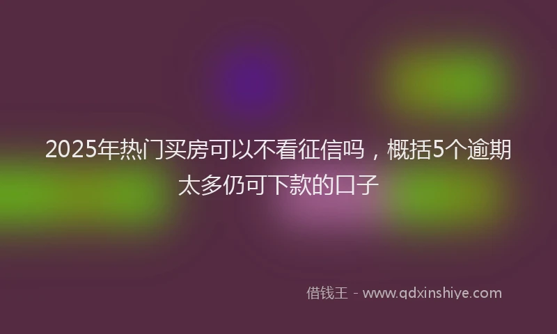 2025年热门买房可以不看征信吗，概括5个逾期太多仍可下款的口子