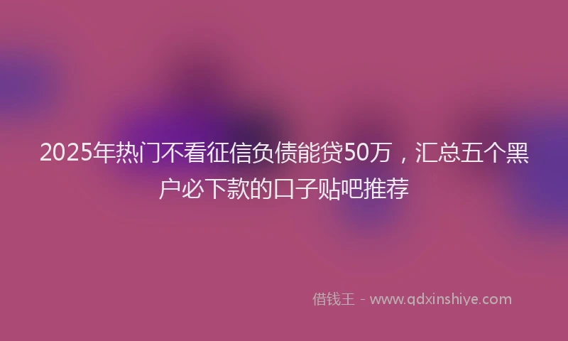 2025年热门不看征信负债能贷50万，汇总五个黑户必下款的口子贴吧推荐