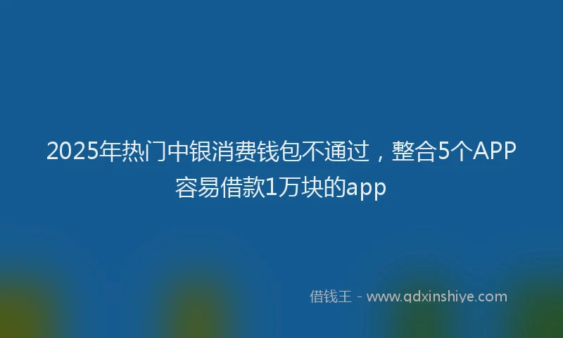 2025年热门中银消费钱包不通过，整合5个APP容易借款1万块的app