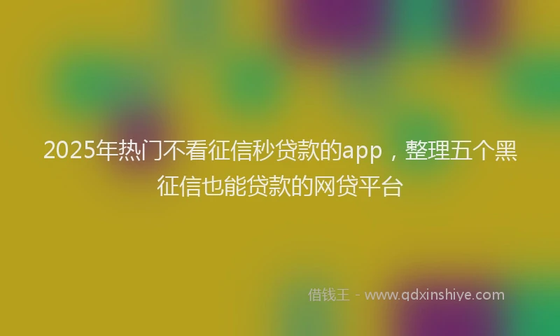 2025年热门不看征信秒贷款的app，整理五个黑征信也能贷款的网贷平台