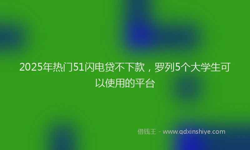 2025年热门51闪电贷不下款，罗列5个大学生可以使用的平台