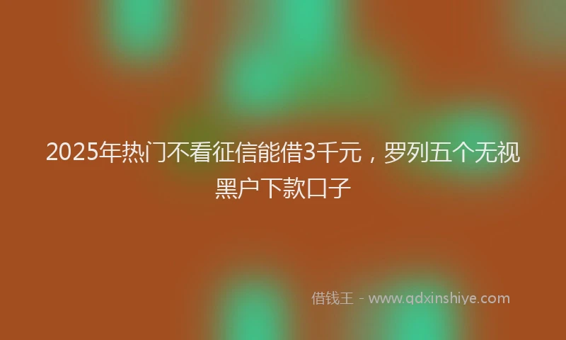 2025年热门不看征信能借3千元，罗列五个无视黑户下款口子