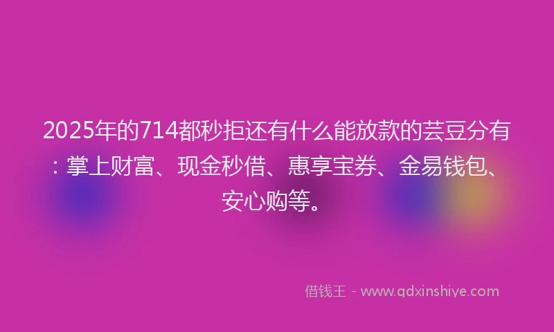 2025年的714都秒拒还有什么能放款的芸豆分有：掌上财富、现金秒借、惠享宝券、金易钱包、安心购等。