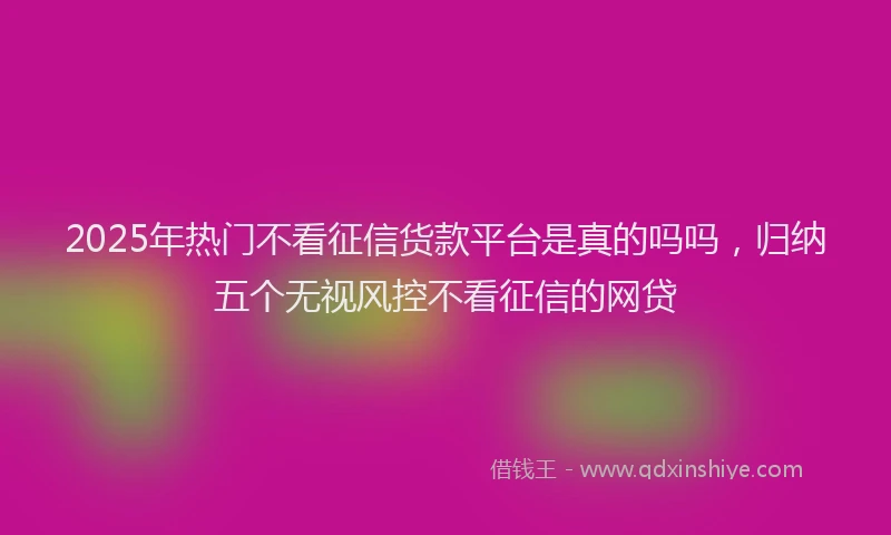 2025年热门不看征信货款平台是真的吗吗，归纳五个无视风控不看征信的网贷