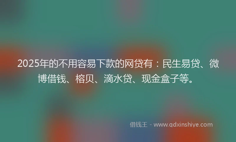 2025年的不用容易下款的网贷有：民生易贷、微博借钱、榕贝、滴水贷、现金盒子等。