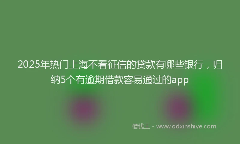 2025年热门上海不看征信的贷款有哪些银行，归纳5个有逾期借款容易通过的app