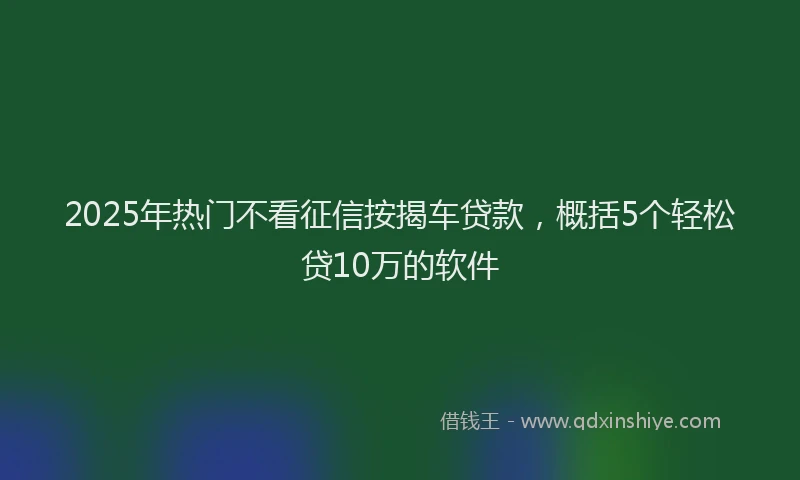 2025年热门不看征信按揭车贷款，概括5个轻松贷10万的软件