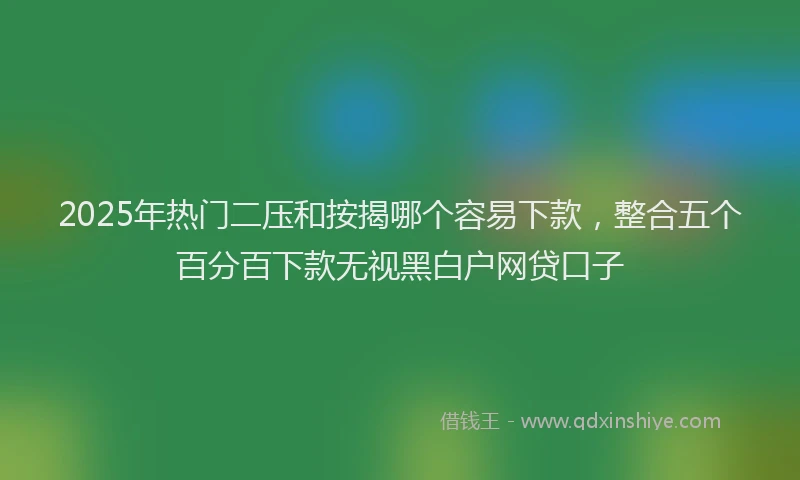 2025年热门二压和按揭哪个容易下款，整合五个百分百下款无视黑白户网贷口子