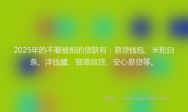 2025年的不看被拒的贷款有：易贷钱包、米粒白条、洋钱罐、翡翠信贷、安心易贷等。