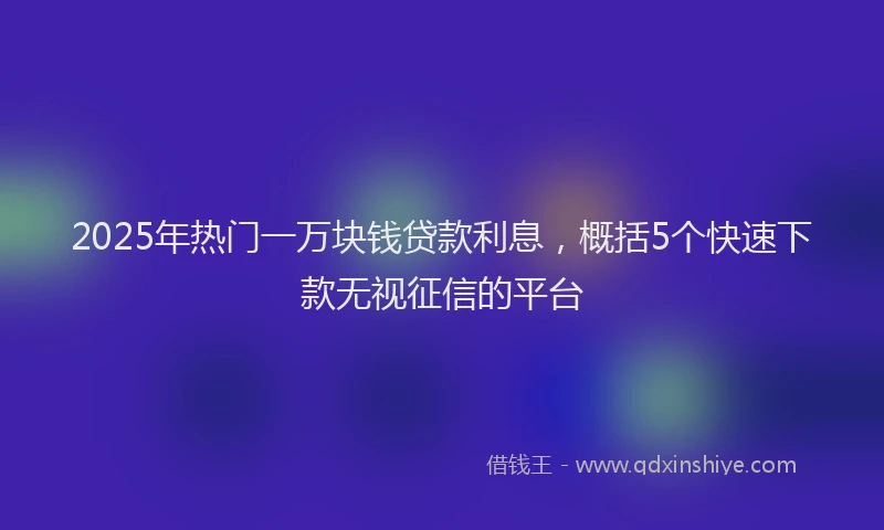 2025年热门一万块钱贷款利息，概括5个快速下款无视征信的平台