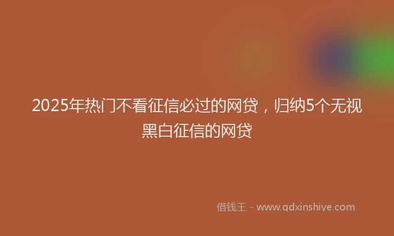 2025年热门不看征信必过的网贷，归纳5个无视黑白征信的网贷