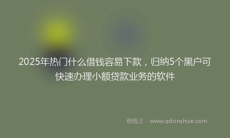 2025年热门什么借钱容易下款，归纳5个黑户可快速办理小额贷款业务的软件