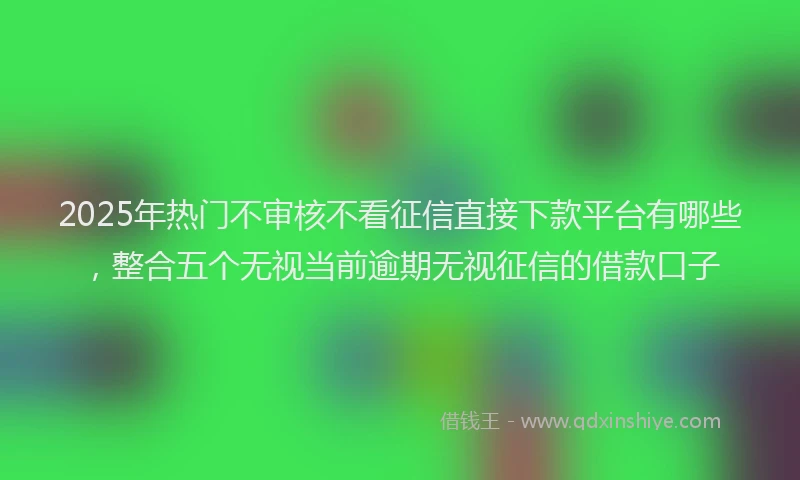 2025年热门不审核不看征信直接下款平台有哪些，整合五个无视当前逾期无视征信的借款口子