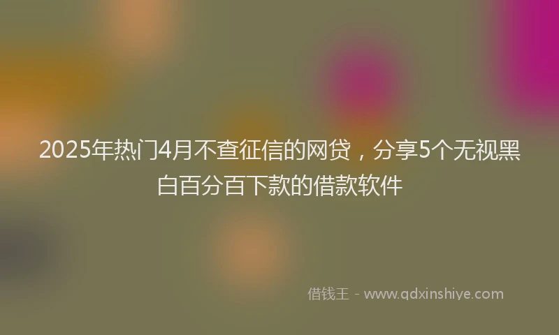 2025年热门4月不查征信的网贷，分享5个无视黑白百分百下款的借款软件