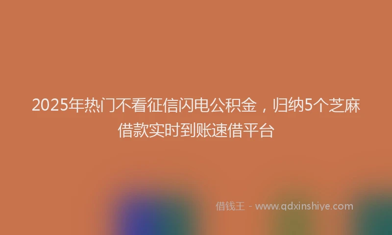 2025年热门不看征信闪电公积金，归纳5个芝麻借款实时到账速借平台