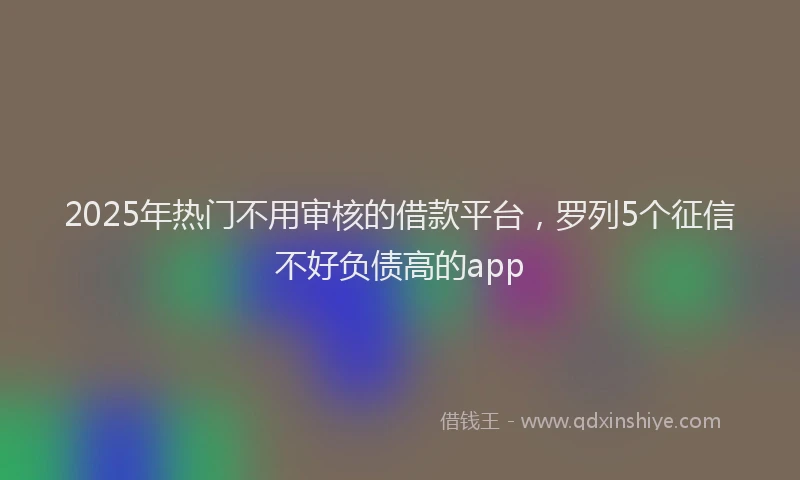 2025年热门不用审核的借款平台，罗列5个征信不好负债高的app