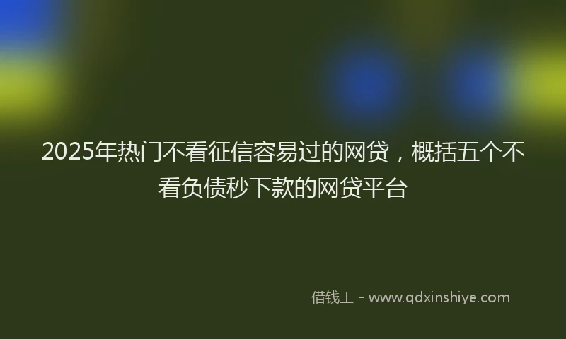 2025年热门不看征信容易过的网贷，概括五个不看负债秒下款的网贷平台