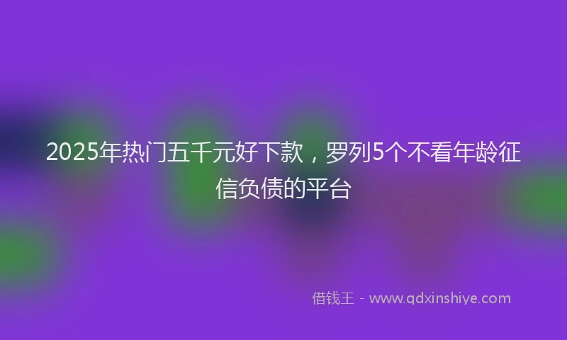 2025年热门五千元好下款，罗列5个不看年龄征信负债的平台