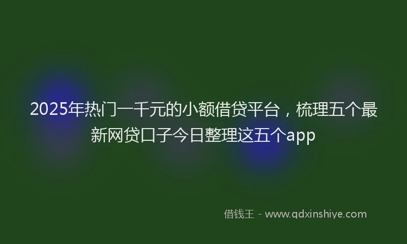 2025年热门一千元的小额借贷平台，梳理五个最新网贷口子今日整理这五个app