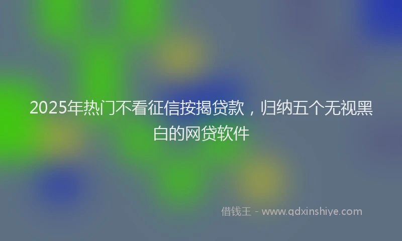 2025年热门不看征信按揭贷款，归纳五个无视黑白的网贷软件