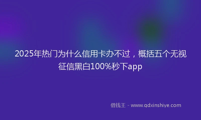 2025年热门为什么信用卡办不过，概括五个无视征信黑白100%秒下app