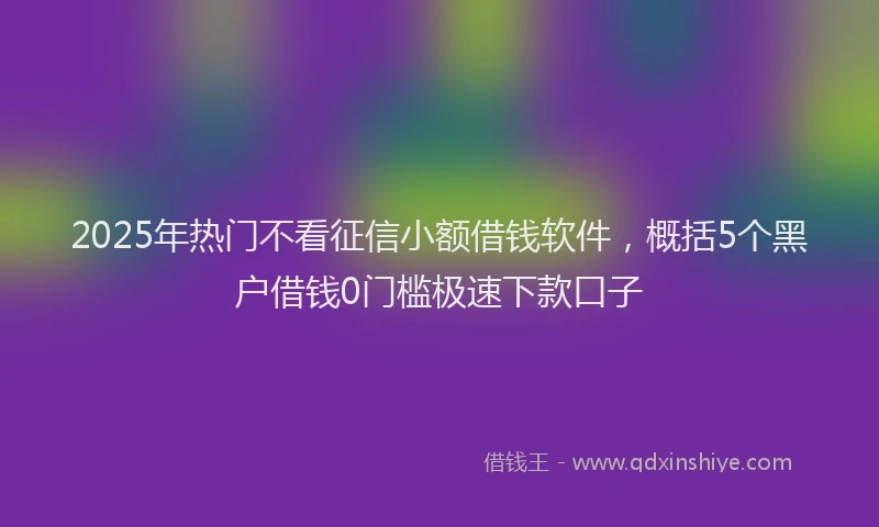 2025年热门不看征信小额借钱软件，概括5个黑户借钱0门槛极速下款口子