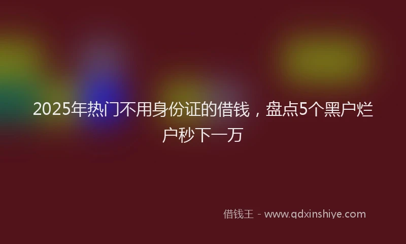 2025年热门不用身份证的借钱，盘点5个黑户烂户秒下一万