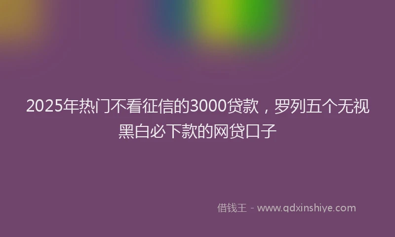 2025年热门不看征信的3000贷款，罗列五个无视黑白必下款的网贷口子