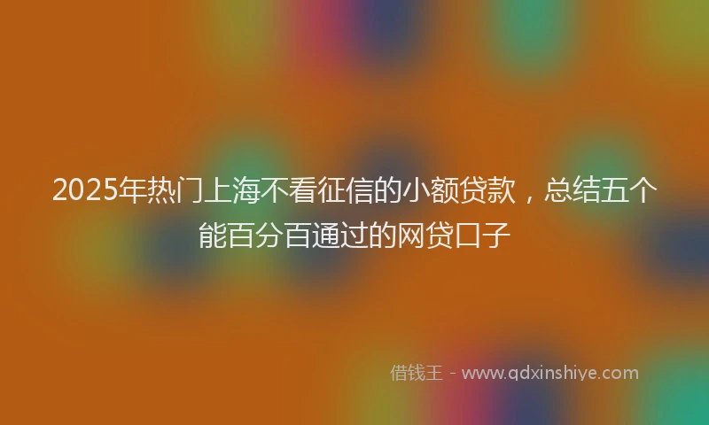 2025年热门上海不看征信的小额贷款，总结五个能百分百通过的网贷口子