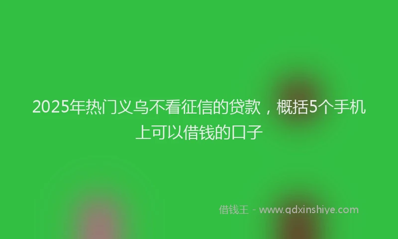 2025年热门义乌不看征信的贷款，概括5个手机上可以借钱的口子