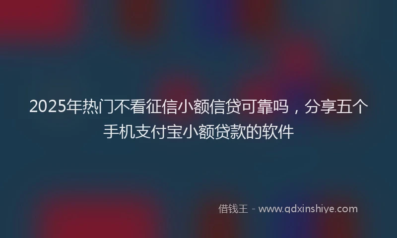 2025年热门不看征信小额信贷可靠吗，分享五个手机支付宝小额贷款的软件