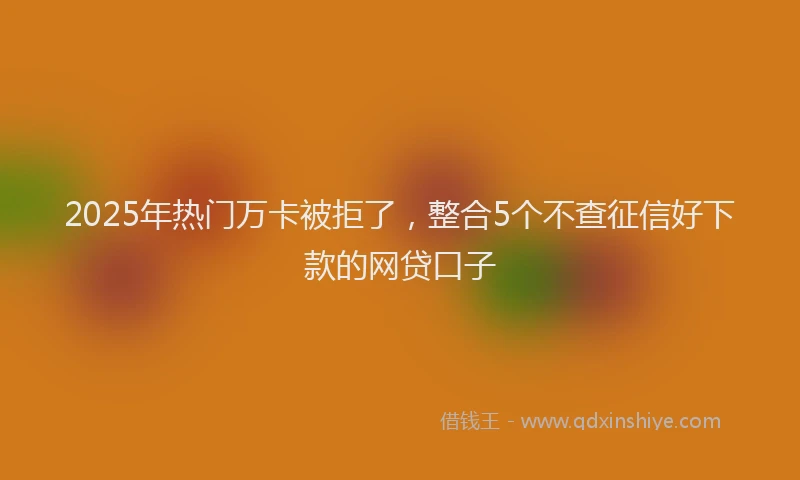 2025年热门万卡被拒了，整合5个不查征信好下款的网贷口子