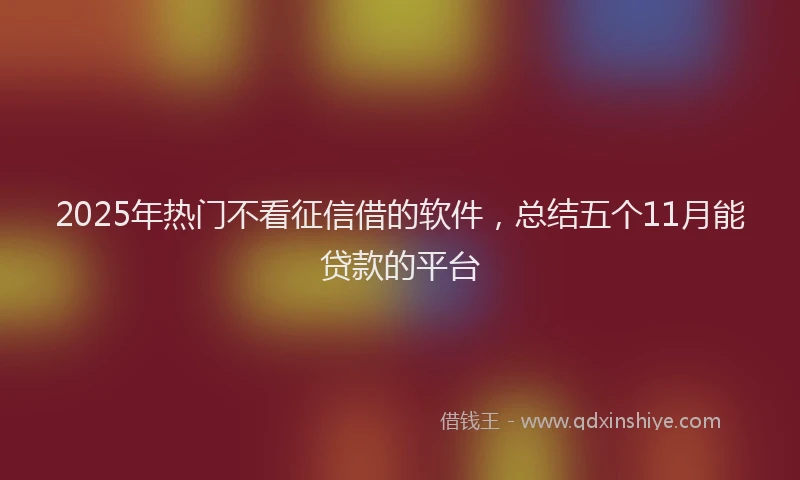 2025年热门不看征信借的软件，总结五个11月能贷款的平台