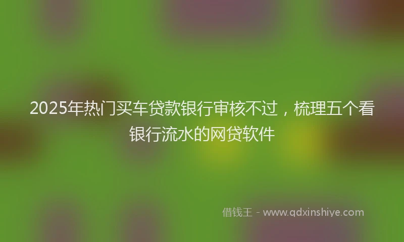2025年热门买车贷款银行审核不过，梳理五个看银行流水的网贷软件