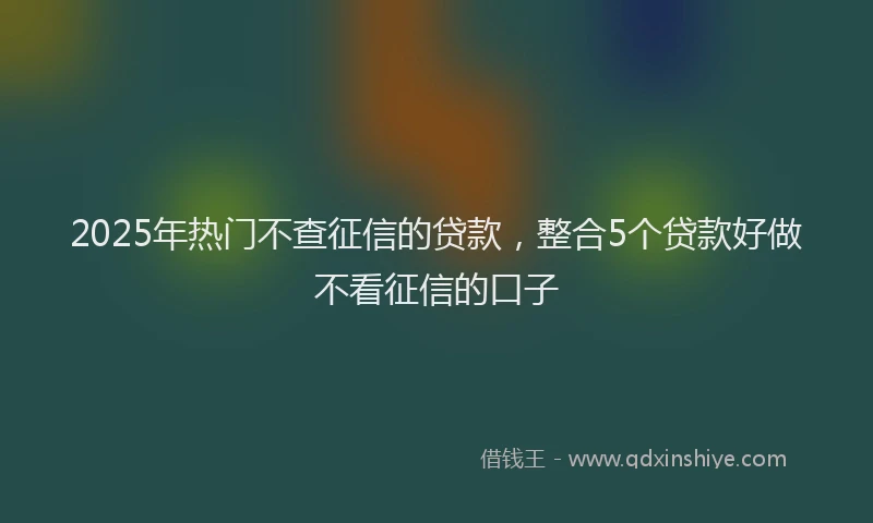 2025年热门不查征信的贷款，整合5个贷款好做不看征信的口子