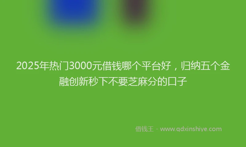2025年热门3000元借钱哪个平台好，归纳五个金融创新秒下不要芝麻分的口子