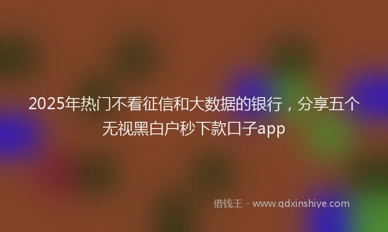 2025年热门不看征信和大数据的银行，分享五个无视黑白户秒下款口子app