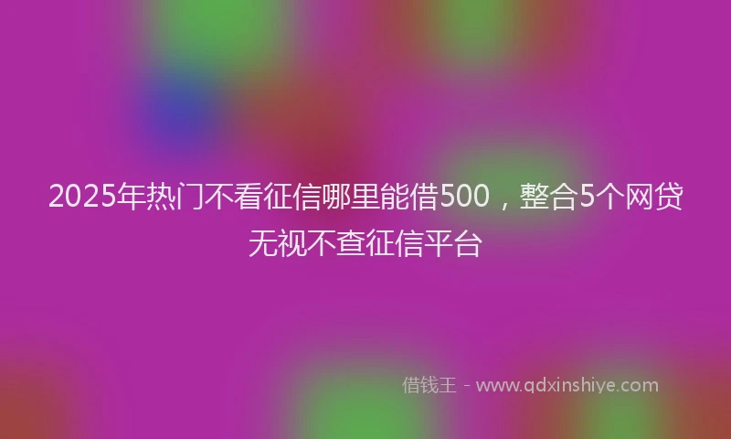 2025年热门不看征信哪里能借500，整合5个网贷无视不查征信平台