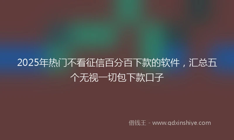 2025年热门不看征信百分百下款的软件，汇总五个无视一切包下款口子