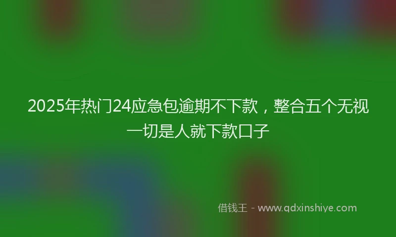 2025年热门24应急包逾期不下款，整合五个无视一切是人就下款口子