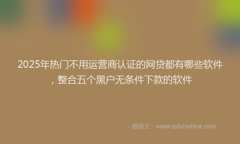 2025年热门不用运营商认证的网贷都有哪些软件，整合五个黑户无条件下款的软件