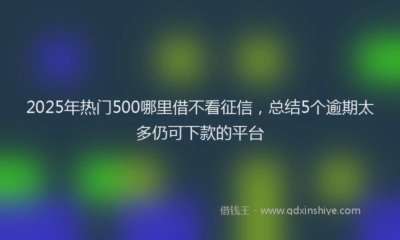 2025年热门500哪里借不看征信，总结5个逾期太多仍可下款的平台
