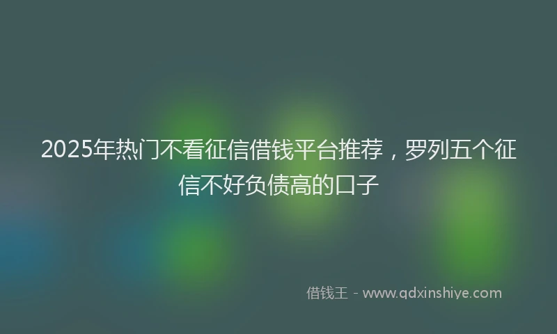 2025年热门不看征信借钱平台推荐，罗列五个征信不好负债高的口子